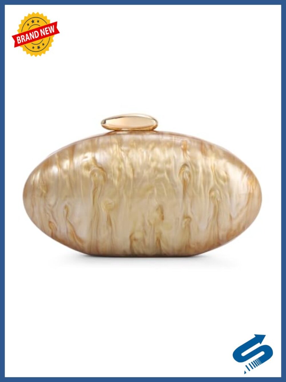 Acrylic Shell Clutch Purse Oval Evening Bag Wedding Party Handbag